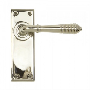 Reeded Lever Door Handle on Various Backplates